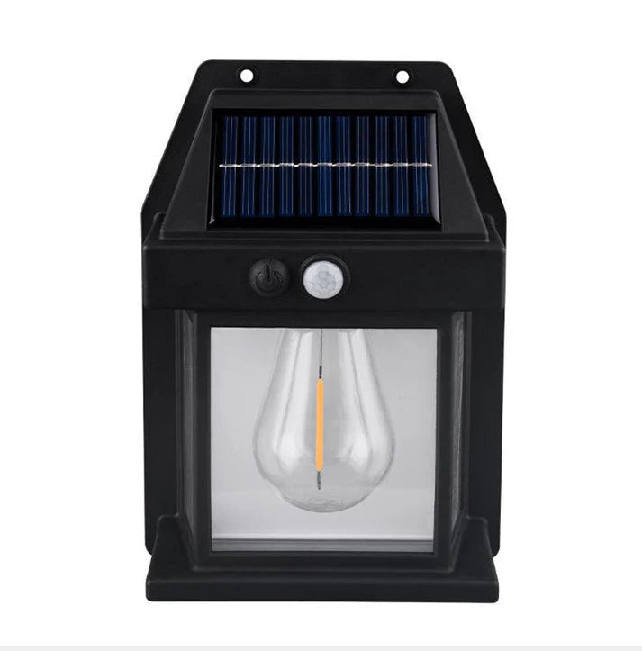 Lamp with Solar Panel, Rechargeable Battery and Presence Sensor