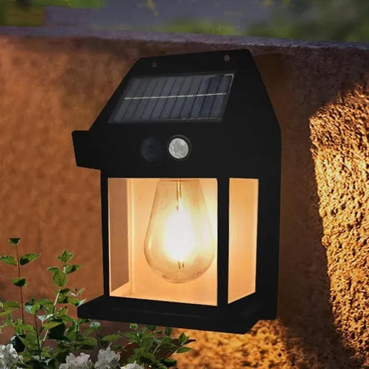 Lamp with Solar Panel, Rechargeable Battery and Presence Sensor